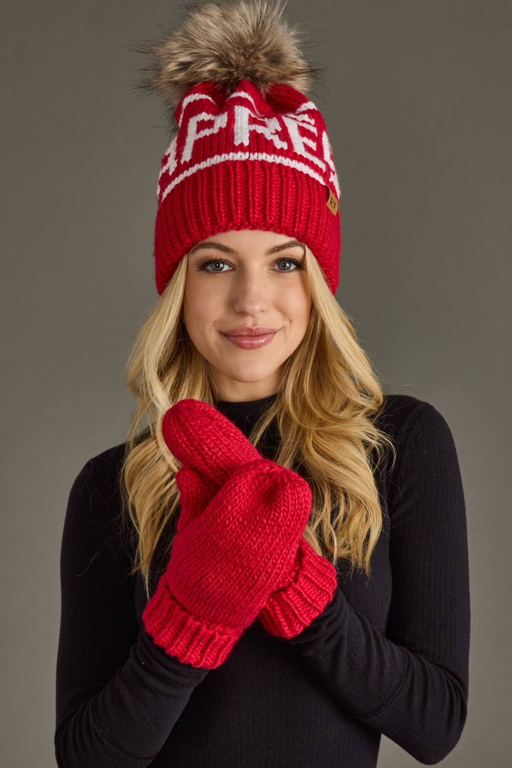 Panache Apparel Co. - Wholesale Mittens - Women's - Red Cuffed Knit Mittens1