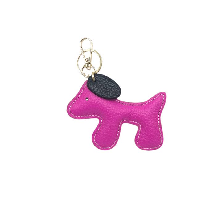 Suie Valentini srl - Wholesale Keychain - Women's - Bicolor genuine leather key chain, Cute Puppy Design, art. PO03BI