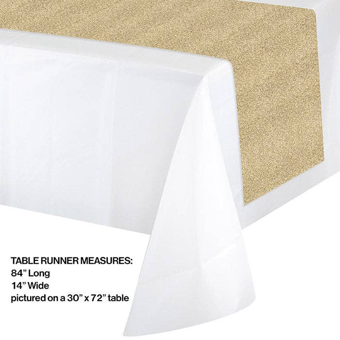 Bulk Party Decor - Wholesale Table Runner - Glittering Gold Plastic Table Runners, 1/Pkg