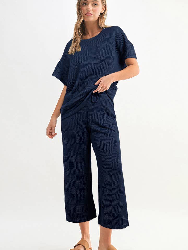 Women Multi-colored Textured T Shirt and Pants Set | S-2XL for wholesale by Aapparella