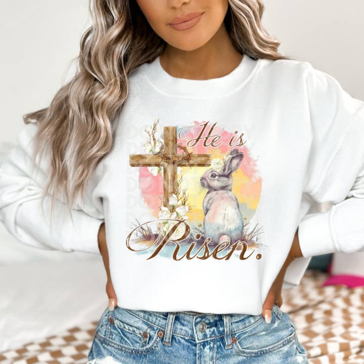 He is Risen DTF Transfer | Trendy Easter DTF Transfer | Ready to Press | High Quality DTF Transfers | Fast Shipping for wholesale by Red Dirt Transfers