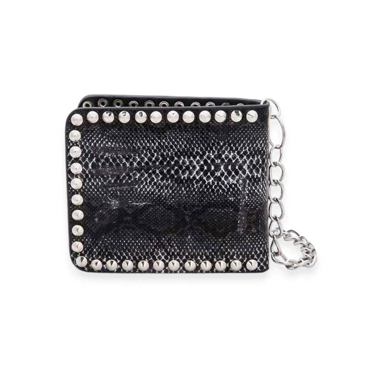 Black Metallic Croc Effect Biker Chain Wallet for wholesale on Faire1
