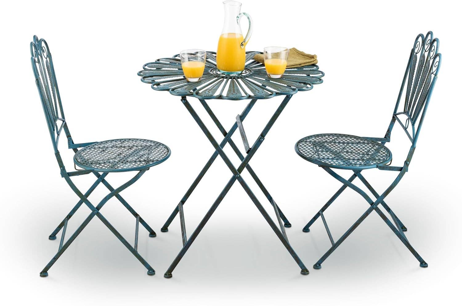 Peacock Bistro Set 3 Piece Light Blue Outdoor Patio Furniture for wholesale on Faire2