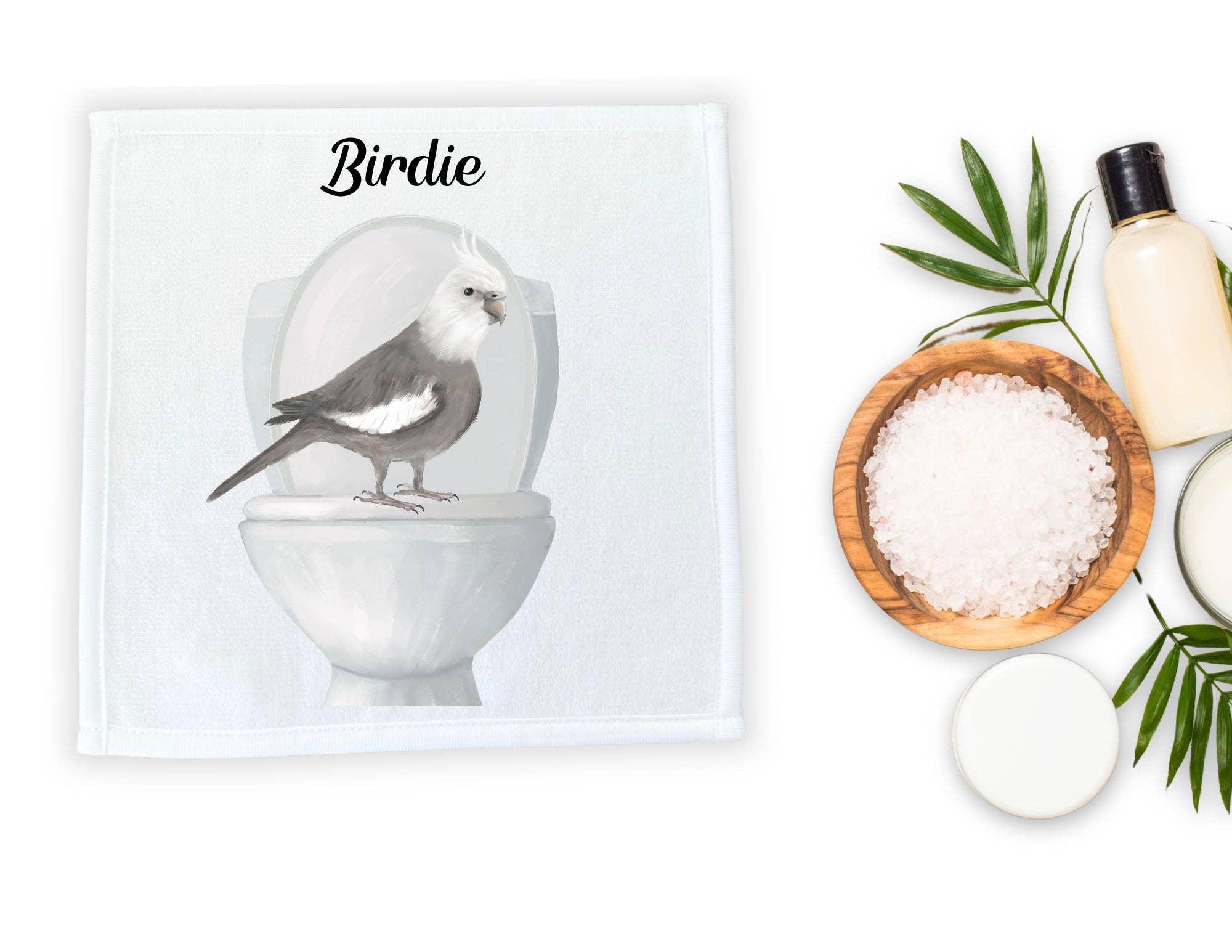 MerikaArt - Wholesale Wash Cloth - Cockatiel on Toilet Washcloth5