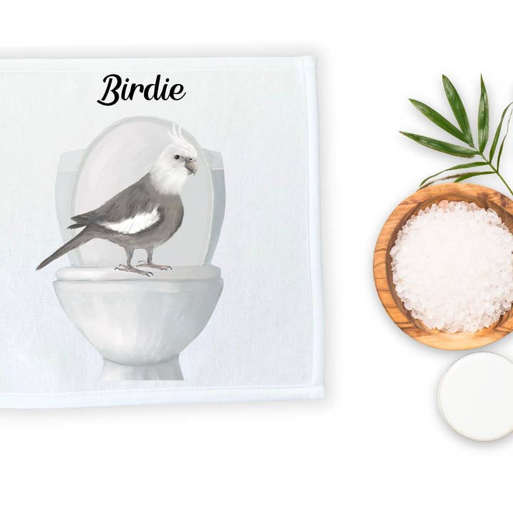 MerikaArt - Wholesale Wash Cloth - Cockatiel on Toilet Washcloth5