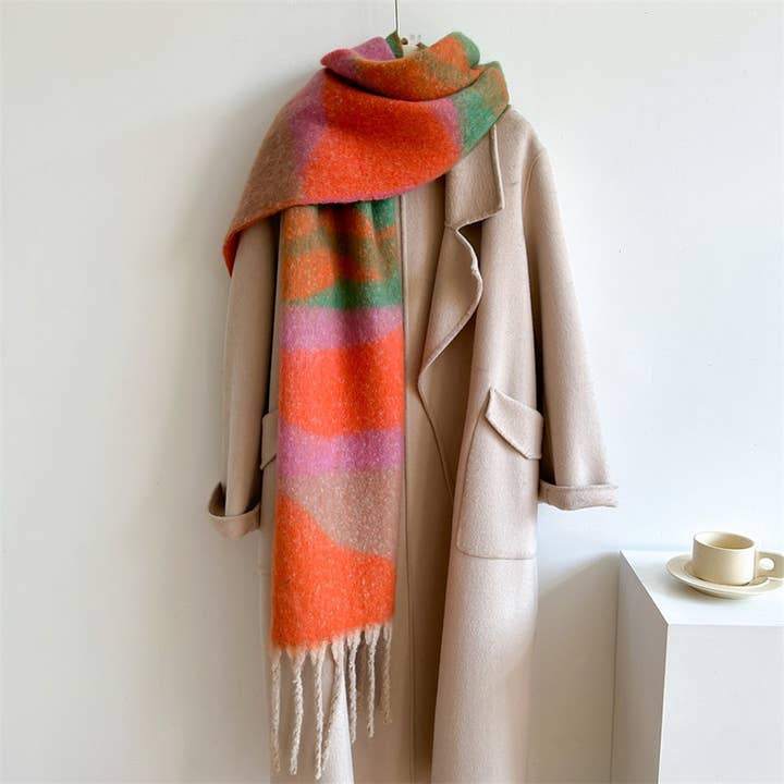 ACCITY - Wholesale Scarf - Women's - Colorblock Winter Scarf - Thick Warm Unisex Wrap_CWASC09694