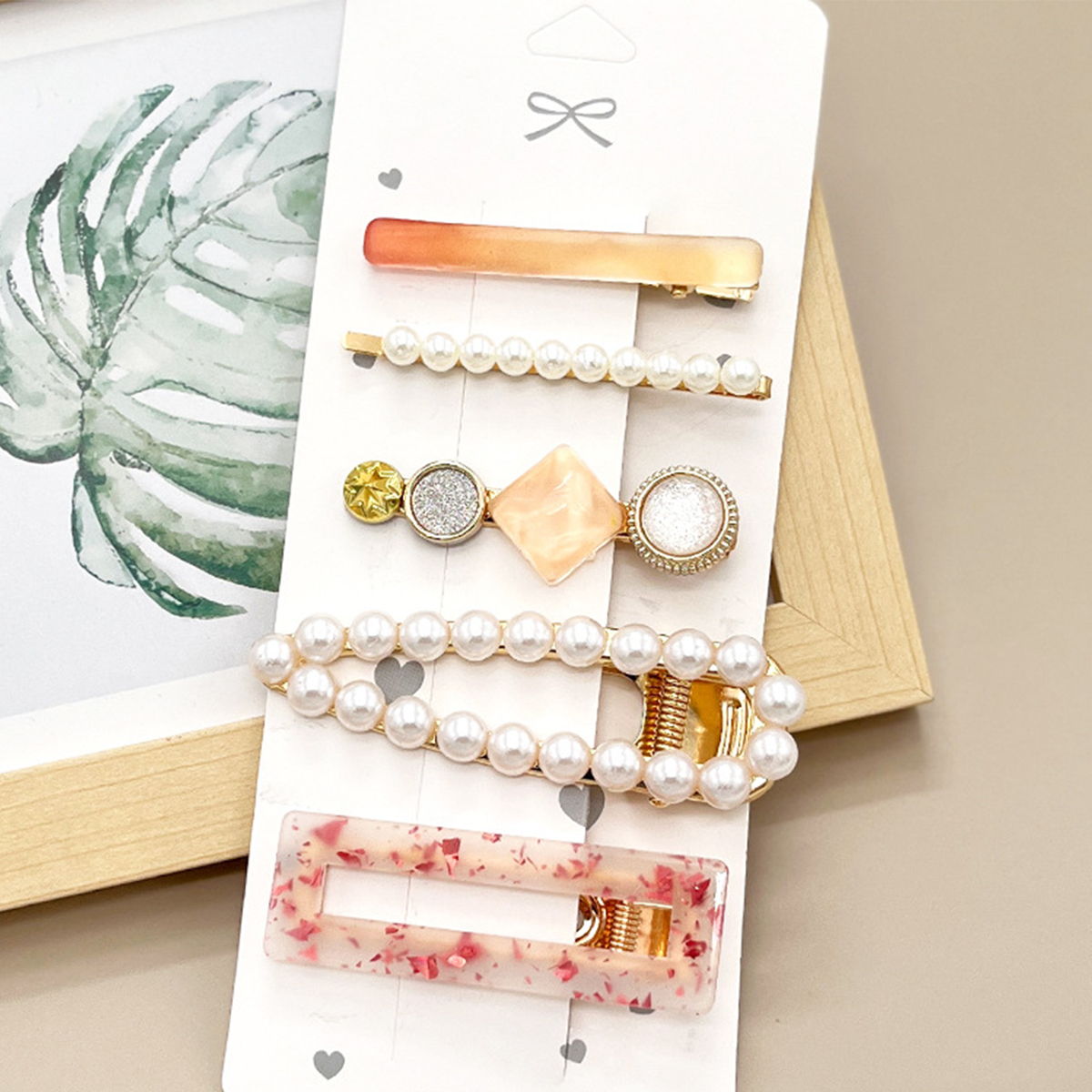 ACCITY - Wholesale Hair Clip - Women's - Rhinestone Pearl Hair Clip Set-Elegant Side Pin _CWASC0349620