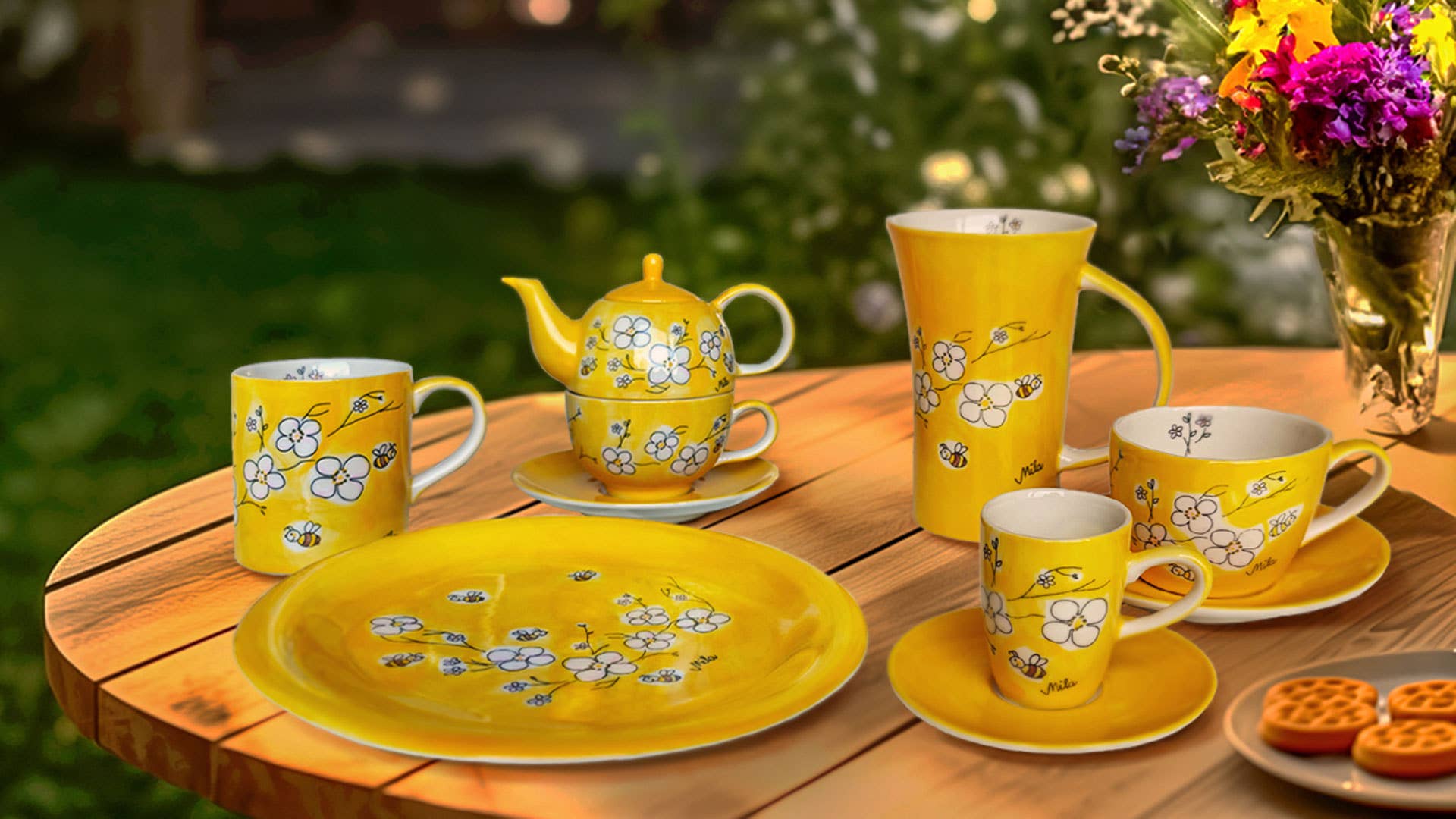 Mila Design - Wholesale Coffee/Tea Cup - Cappuccino Bee Blossom1