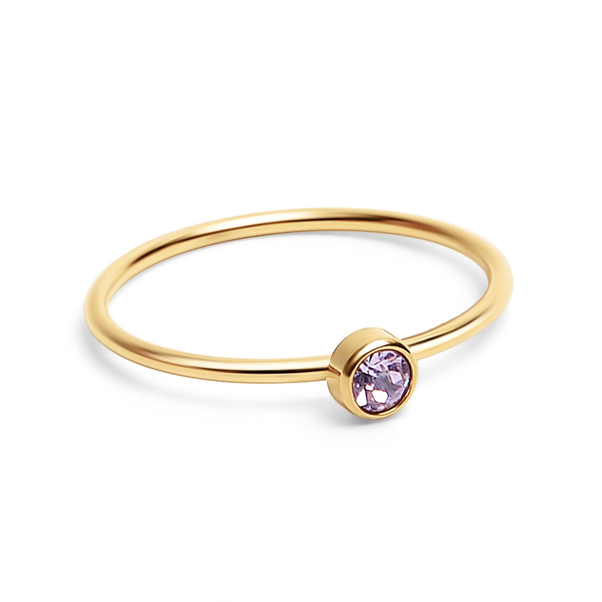 WJW – wholesale Single stone/solitaire ring – 18K Gold PVD Stainless Steel Birthstone Stacking Ring9