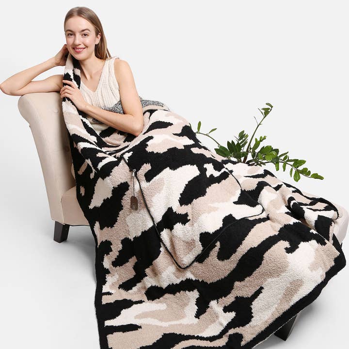 Fashion City – wholesale Prydnadsfilt – 2 i 1 Camouflage Print Kasta filt & kudde