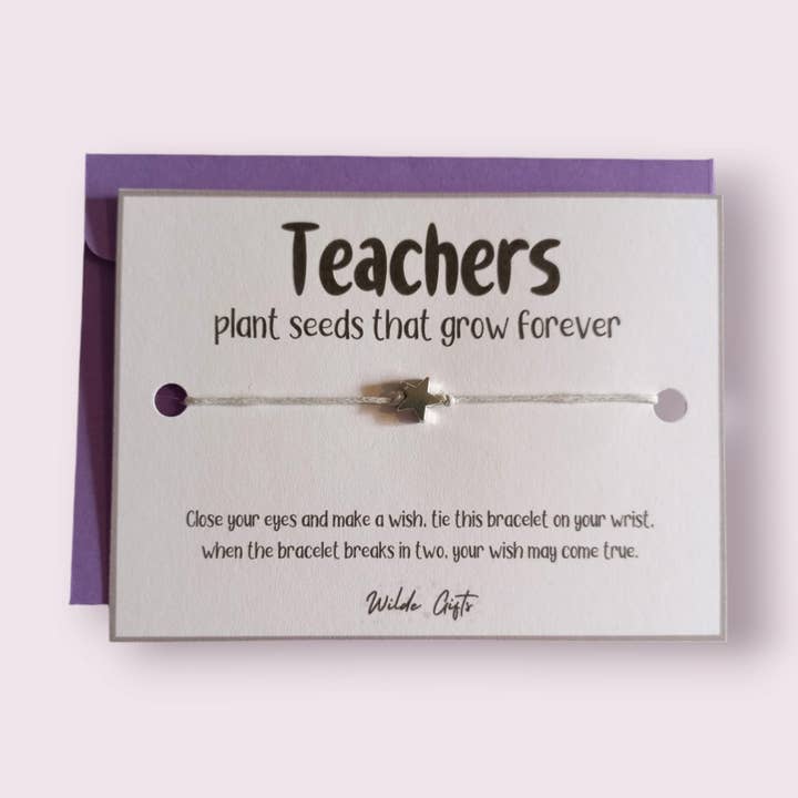 Teachers plant seeds that grow forever wish bracelet for wholesale by Wilde Gifts UK