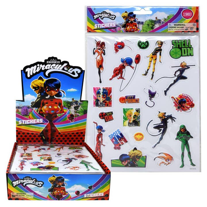 Miraculous Ladybug hævet klistermærkeark for engroshandel hos Deluxe Import Trading
