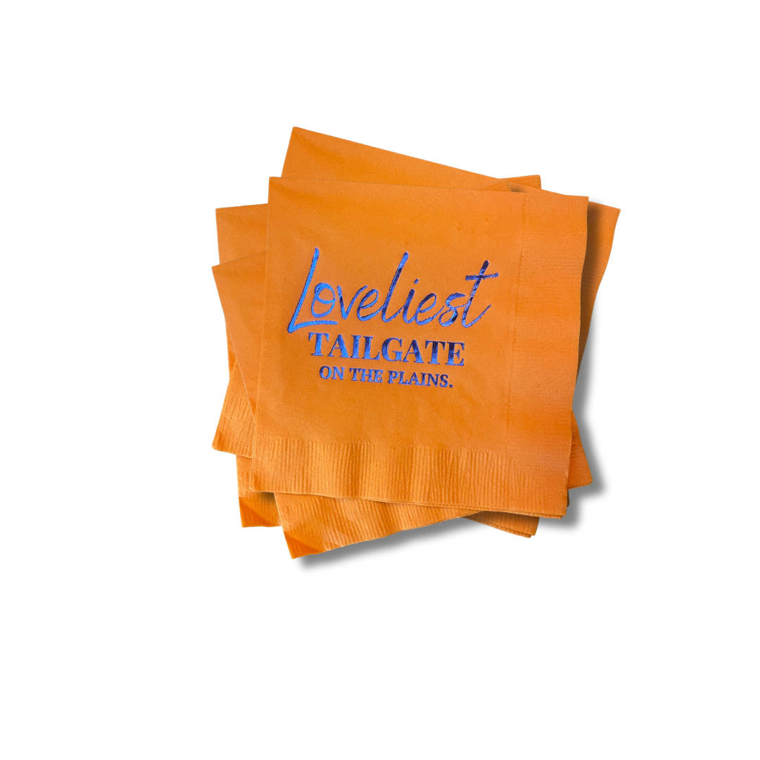 Hey Y'all Party - Wholesale Disposable Napkin - Loveliest Tailgate on The Plains Orange Foil Party Napkins1