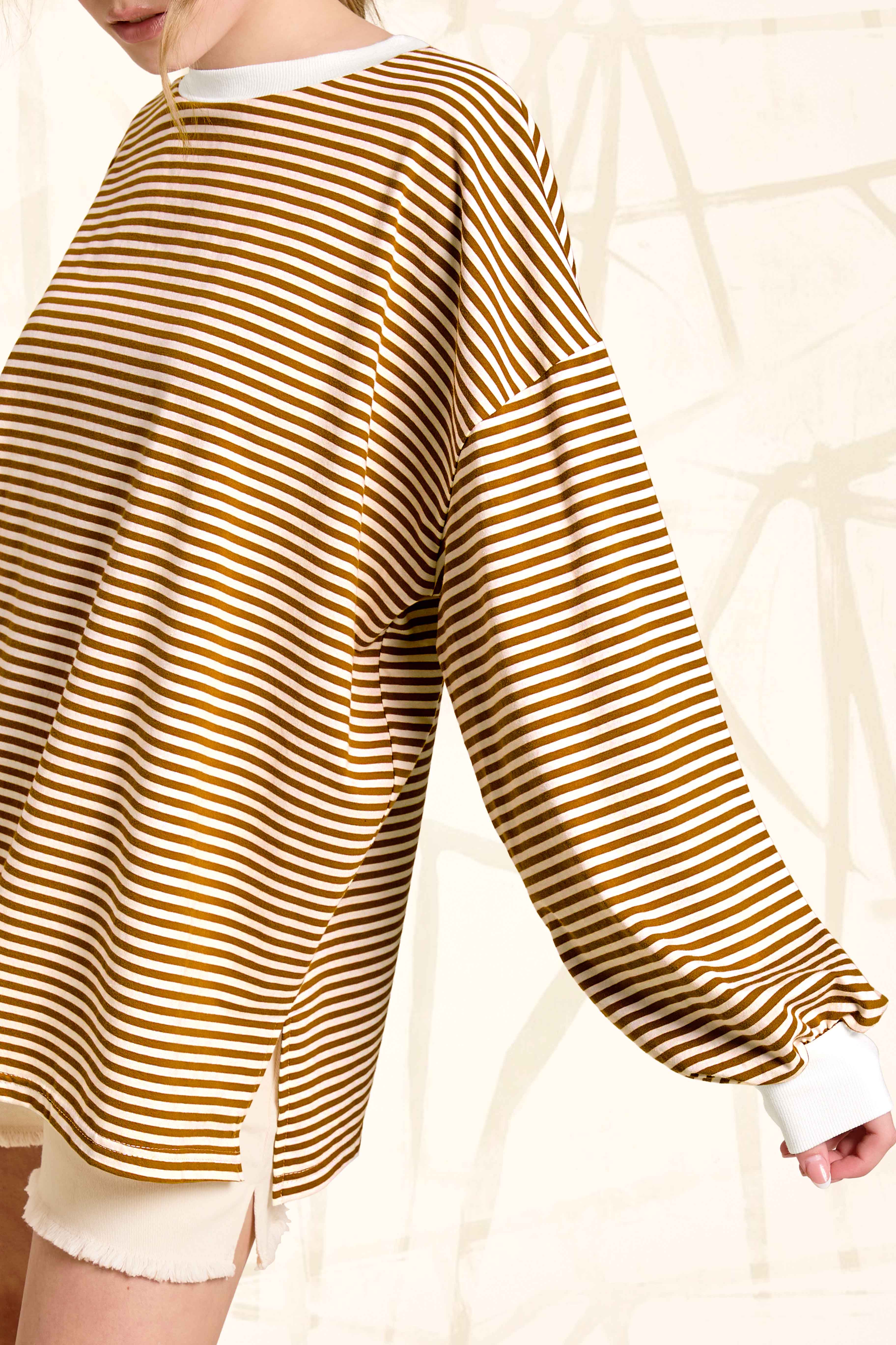 La Miel - Vente Haut en maille – femme - Pull oversize à manches longues rayé19