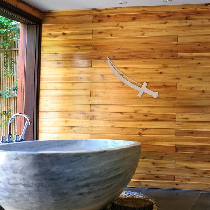 Jess and Jessica - Venta al por mayor Papel pintado 3D - Espada pirata con forma de madera, recorte de madera, arte de pared6