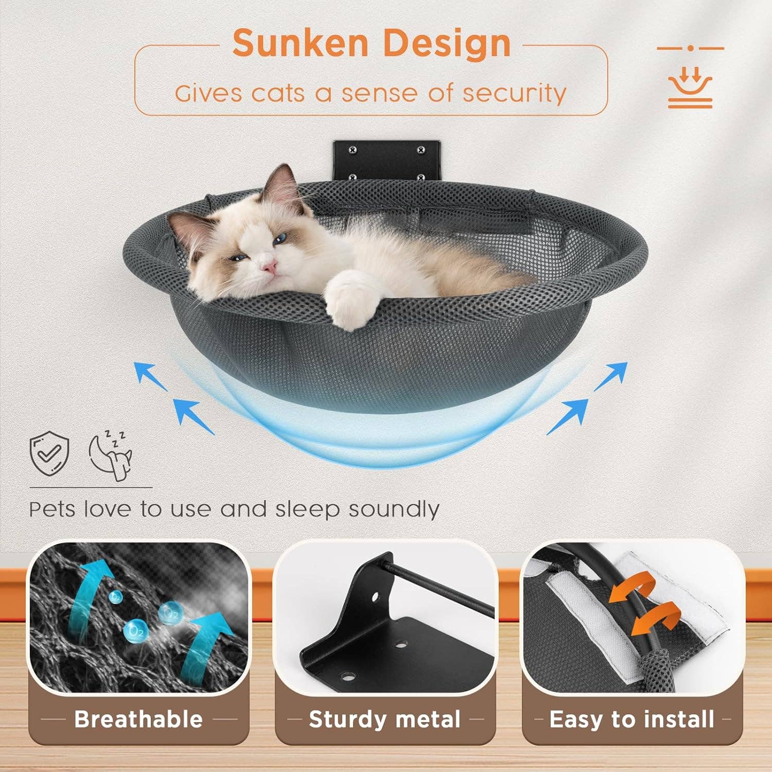 VIGOR - Wholesale Bed voor huisdieren- Kat/hond - Opvouwbare & Stabiele Kattenbedden - Ademend Kattenwandplanken1