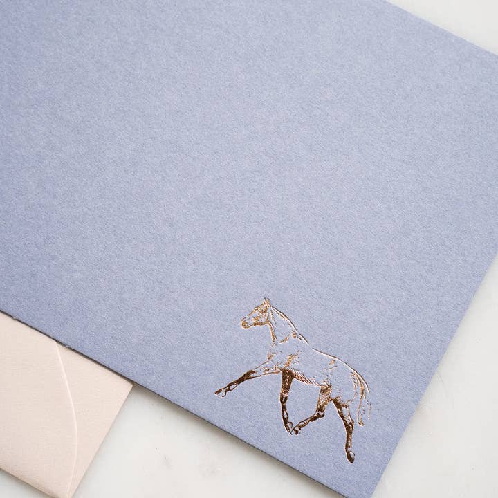 Danielle Demers Studio – wholesale Stationery/notecard set – Mixed Horse Foil Correspondence Cards, Lavender, Set of 8
