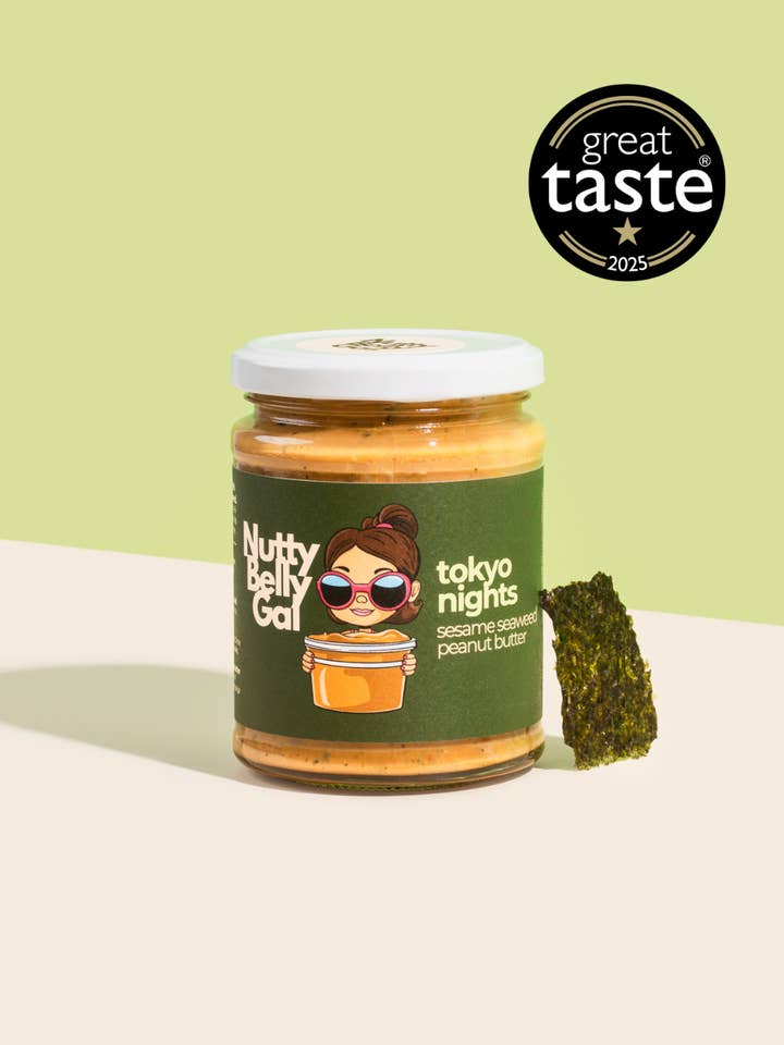 Tokyo Nights: Peanut Butter + Roasted Sesame + Seaweed for wholesale by Nutty Belly Gal