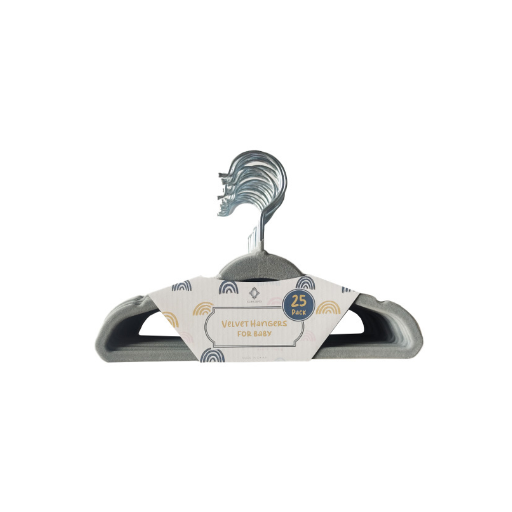Concepts In Time - Wholesale Clothes hangers - Concepts 25pk Velvet Baby Hangers – Hook & Hold in Style0