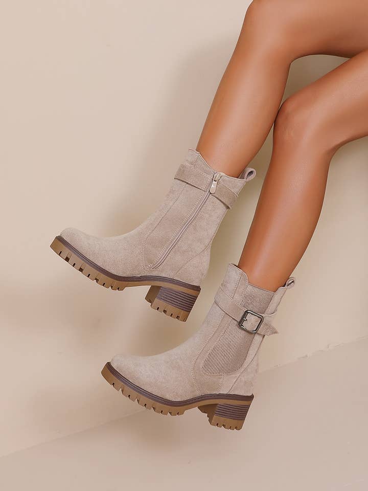 Block heel boots with sturdy lug sole WZ-110 for wholesale by Joia Paris