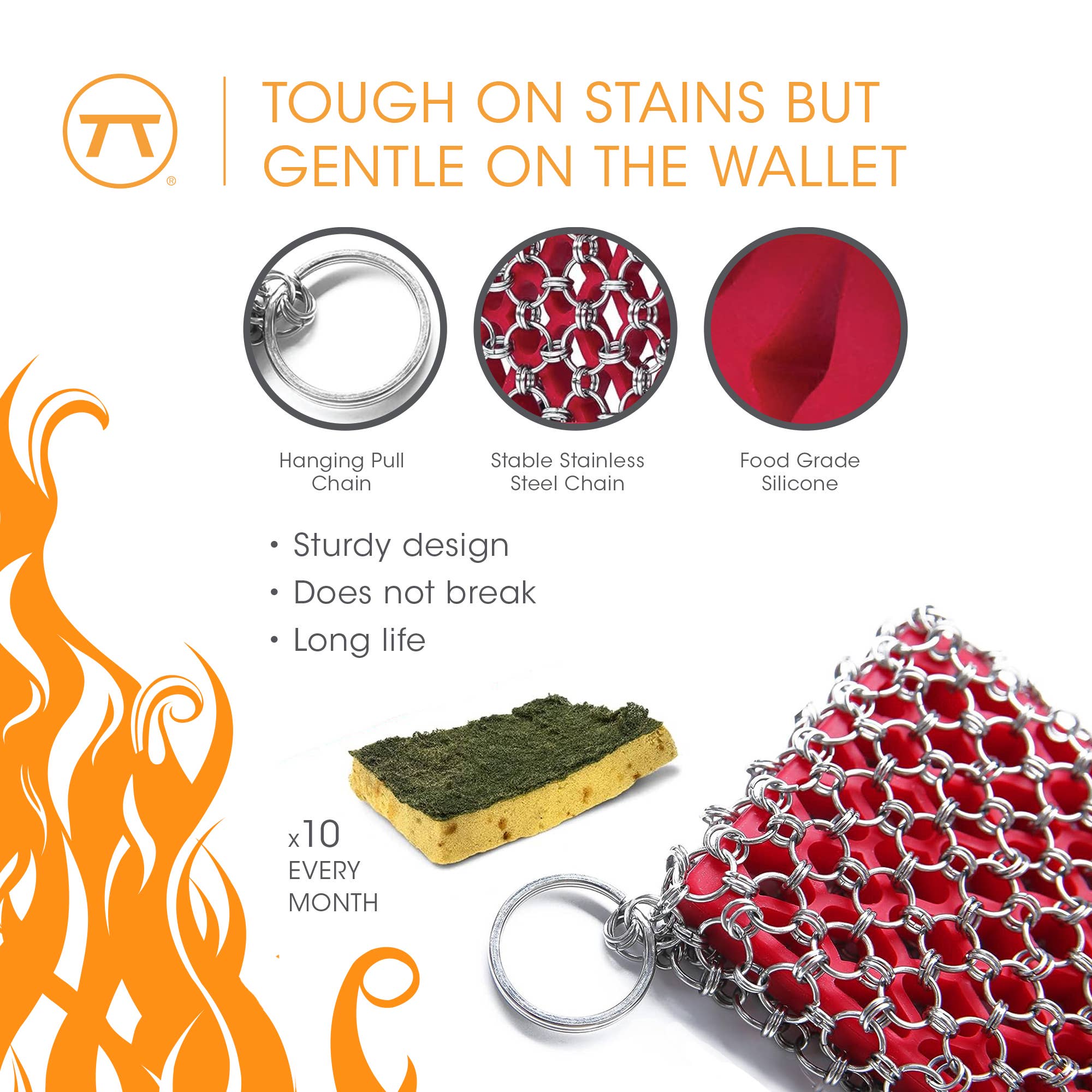 Fox Run Brands - Venta al por mayor Paño de limpieza - Almohadilla de fregar Outset Chain Mail de hierro fundido, 4.5 x 3.5 pulgadas10