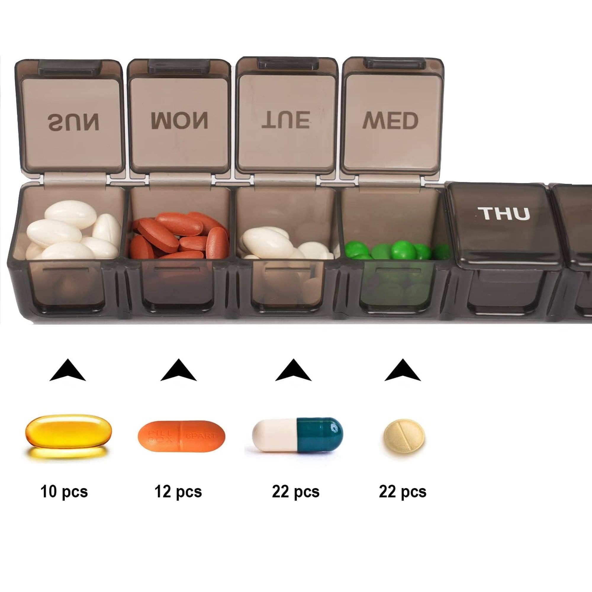 Vigor Path - Vente Pilulier - Lot de 2 grands organiseurs de pilules hebdomadaires (noir + blanc)2