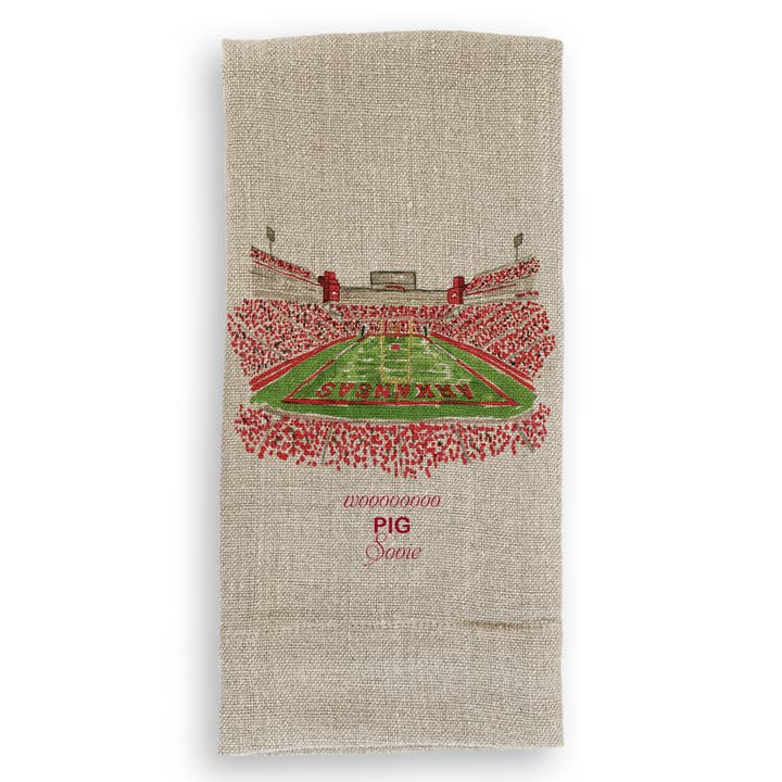 French Graffiti - Wholesale Tea Towel - Fayetteville, Arkansas Stadium with Quote1