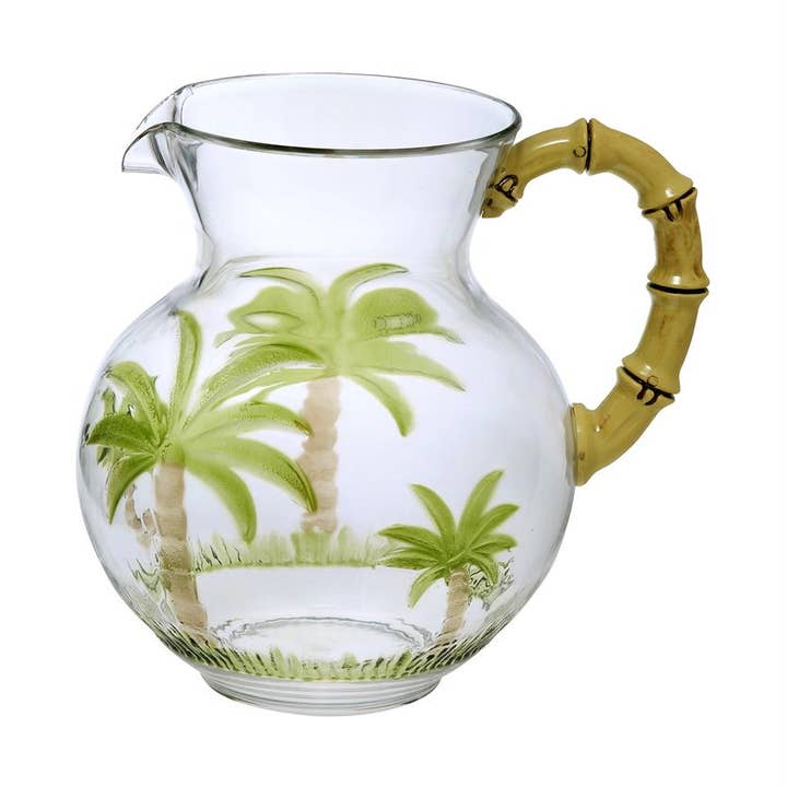 AC-0611 - Pichet en acrylique de 3 pintes en forme de palmier avec motif bambou pour la vente par LeadingWare