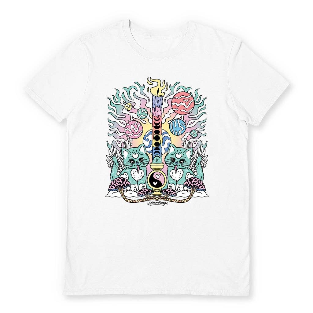 Pyramid International – wholesale T-shirt – Unisex – Letter Shoppe (Trippy Kitty Pastel) White  T-Shirt0