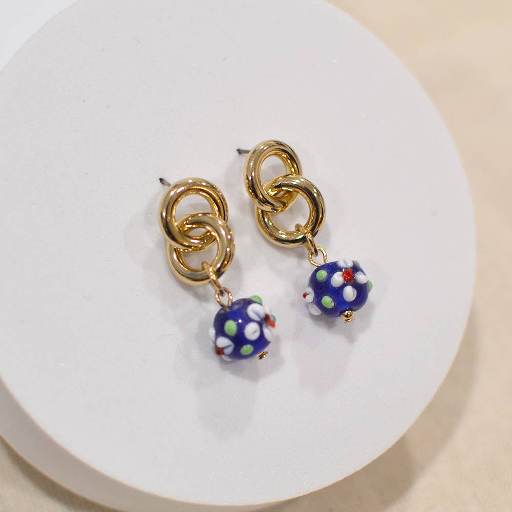 StarryNYC – Großhandel Ohrhänger – Ohrhänger in Kugelform aus Murano-Glas mit elegantem Muster12