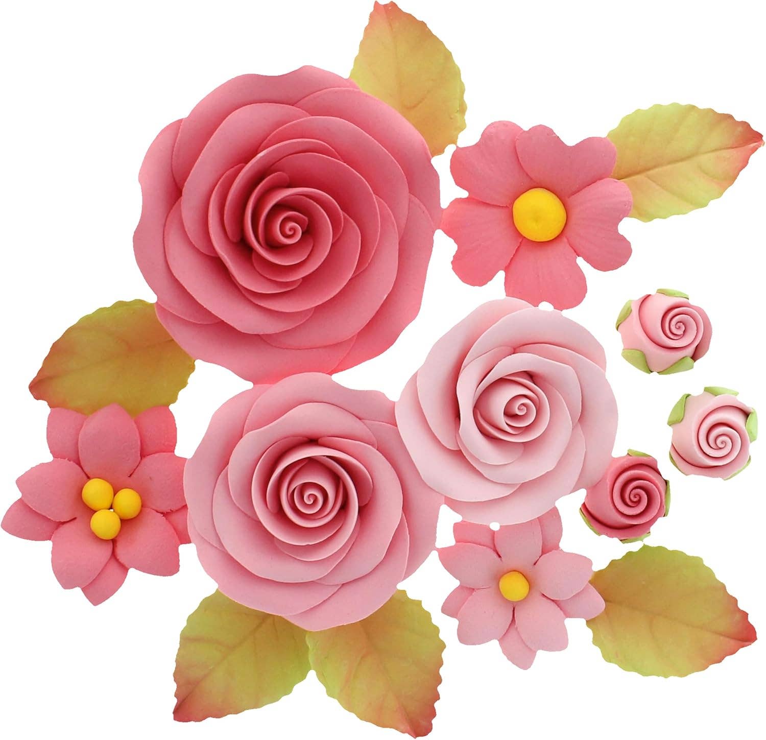 Global Sugar Art - Wholesale Cake/cupcake topper - Rose and Blossom Set, Sugar Flowers for Cakes, by Global Sugar Art, Pink Roses and Blossoms