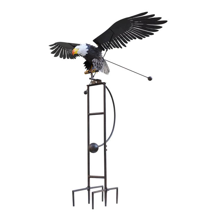Big Rustic Metal Flying Eagle Balancing Garden Stake for wholesale by Continental Art Center