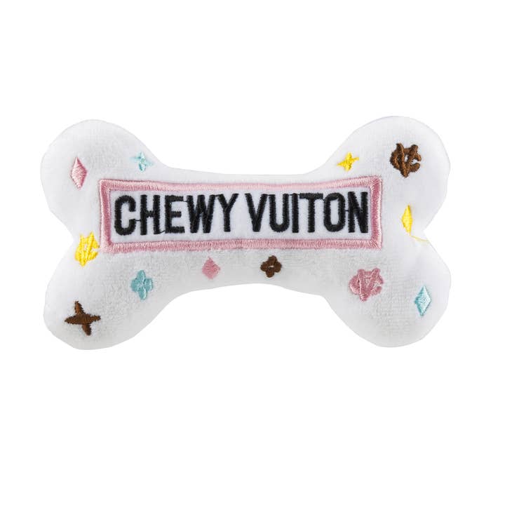 Haute Diggity Dog - Wholesale Pet Squeaky Toy - Dog - White Chewy Vuiton Bones Squeaker Dog Toy
