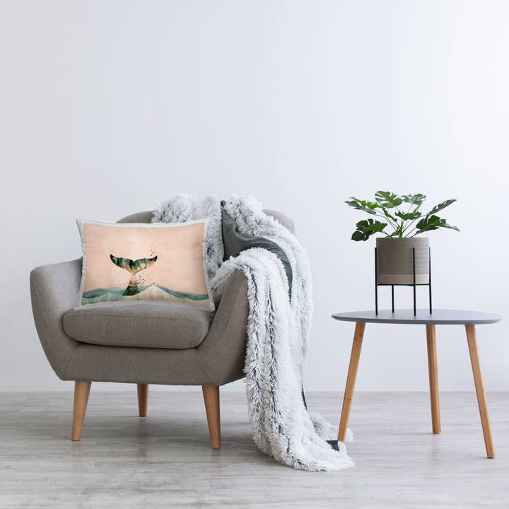 Stupell Industries - Wholesale Throw/Decorative Pillow - Pink Abstract Whale Tail Printed Pillow