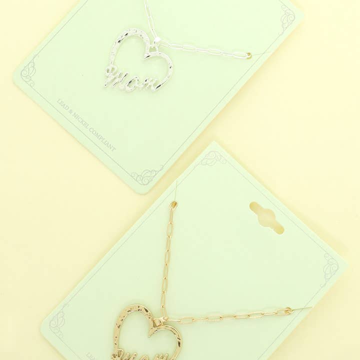 Mother's Day Mom Open Heart Pendant Necklace for wholesale by SP Sophia Collection