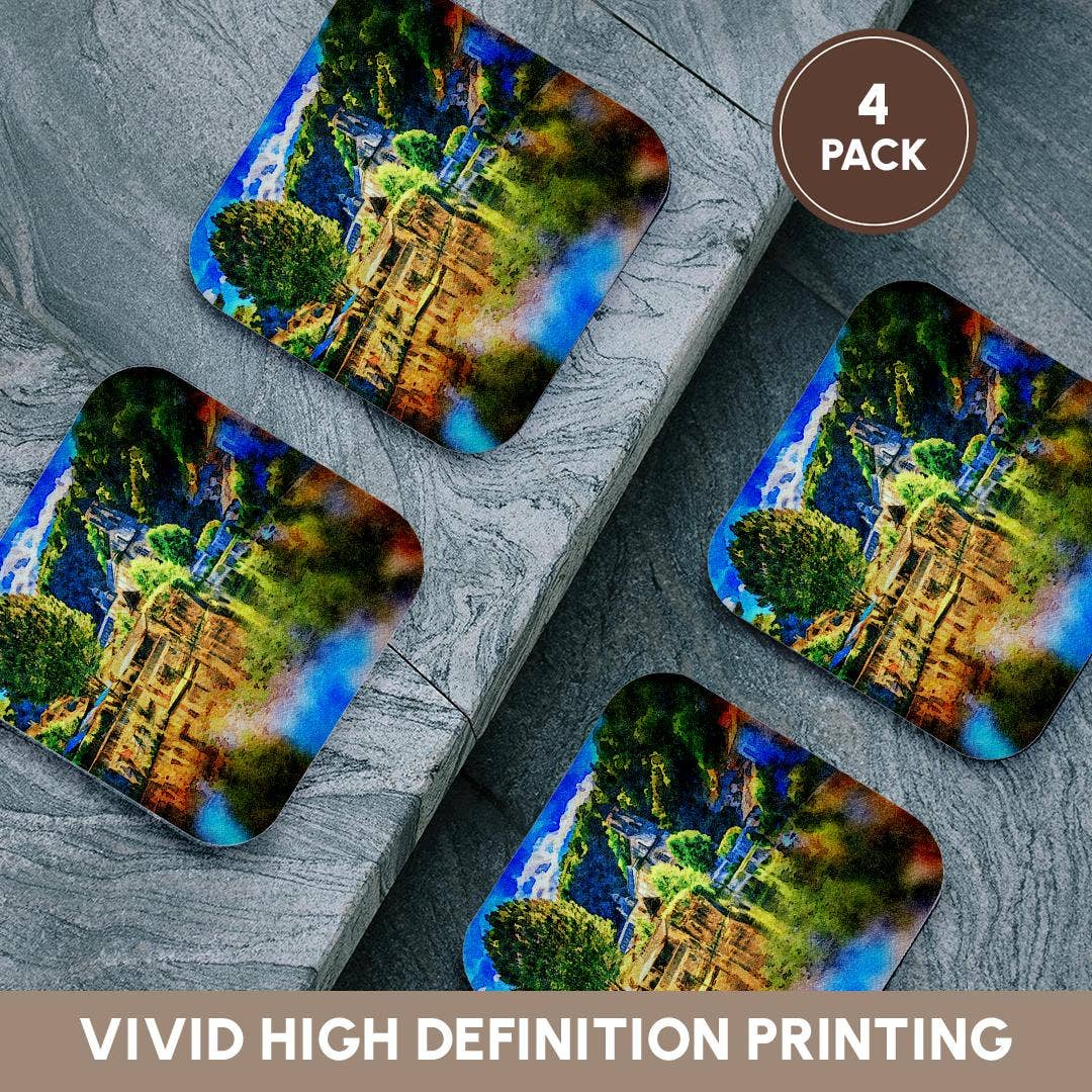 3dRose - Wholesale Coasters - 3dRose, Cathedral On The Water Image of Watercolor Painting, Coaster12