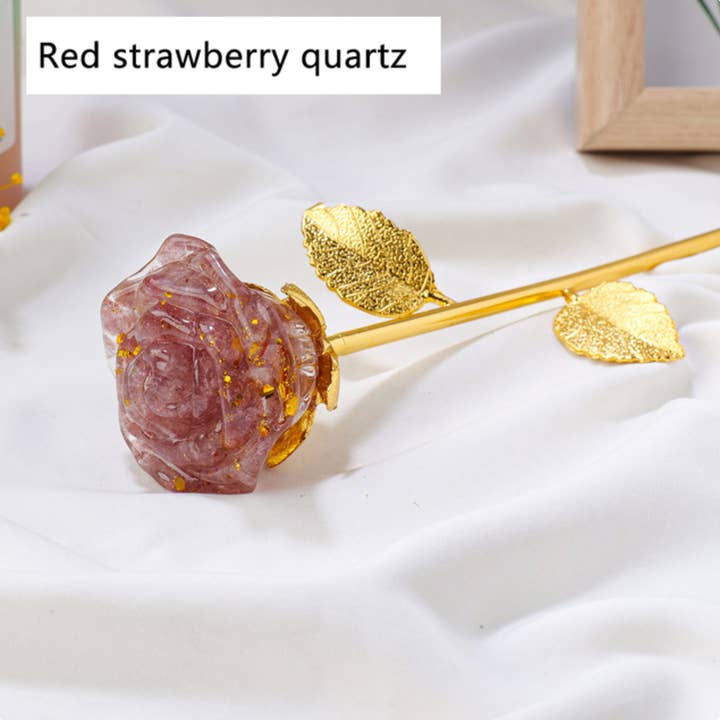 Crystolver - Wholesale Decorative Tabletop Object - Crystal Gravel Chips Rose Flower Ornament