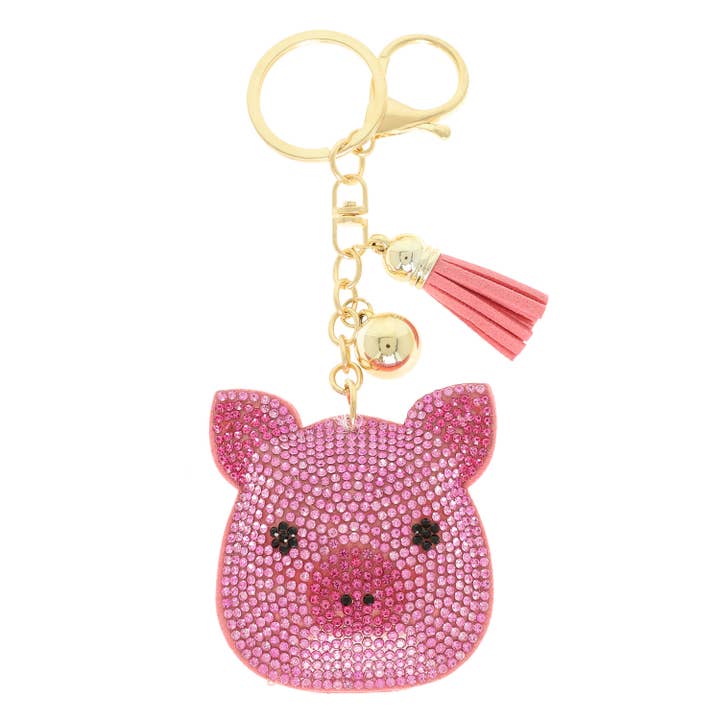 SP Sophia Collection - Vente Porte-clés – unisexe - Joli porte-clés orné de bijoux en forme de cochon rose 1