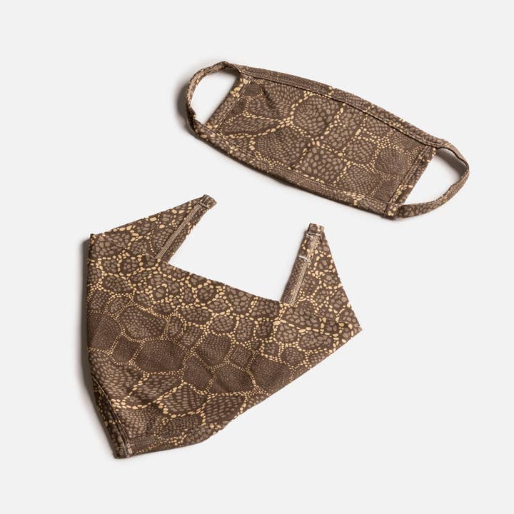 Matching Human & Dog Bandana & Face Mask Bundle – Snakeskin Print Set for wholesale by Dollar Paw