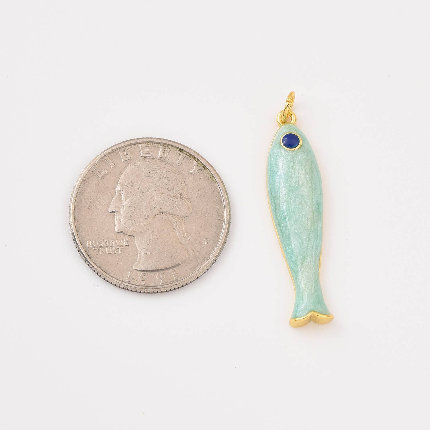 findings4uGem - Vente Breloques/médailles personnalisées - Pendentif Poisson en Émail pour Bracelet Collier Plaqué Or, CP23066