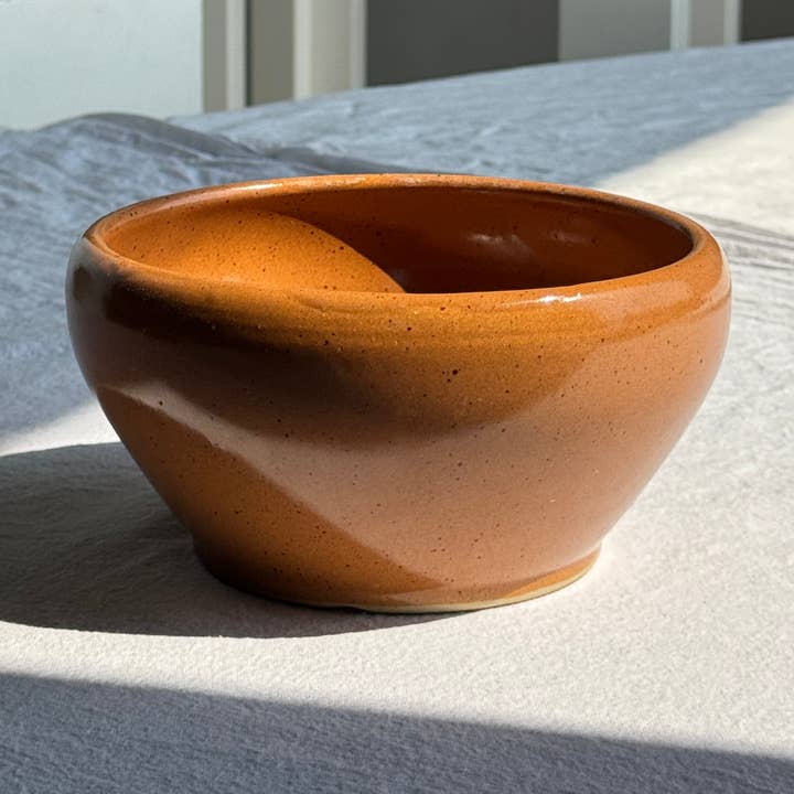 Medium stoneware bowl Digoin Grès Pots France brown orange D17 for wholesale on Faire0