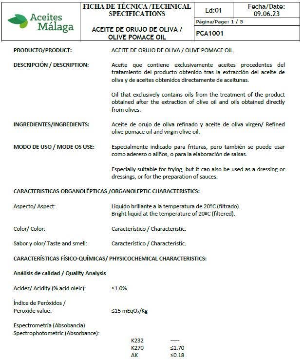 Aceites Málaga SL - Wholesale Olive Oil - DIDILO OLIVE POMACE OIL 5L PET BOTTLE2