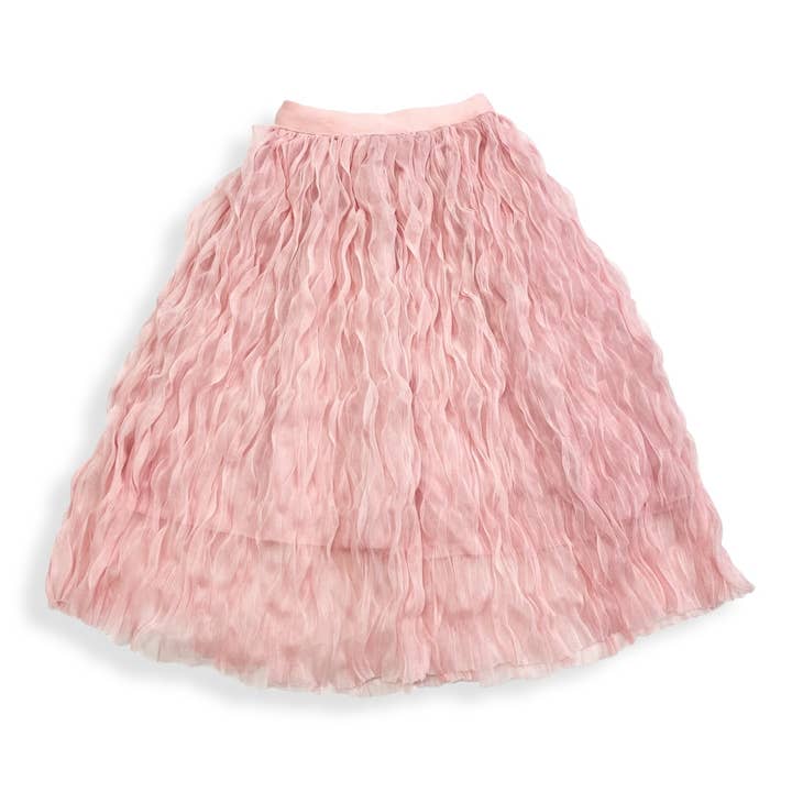 Pink 17065 Wavy Mesh Midi Skirt for wholesale on Faire4