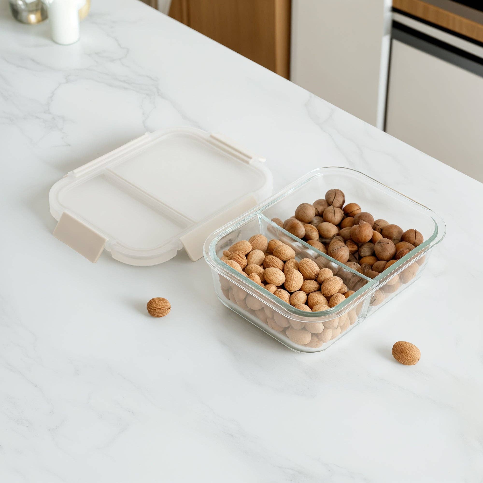 Genicook Product LLC - Wholesale Lunch Bag/Box - Glass Bento Box - 3 Sections (Vanilla)2