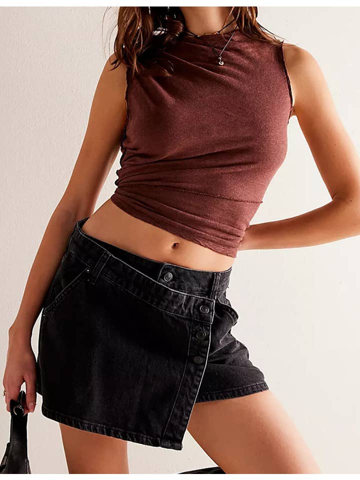 Sweetkama – Großhandel Rock – Damen – Damen-Mini-Jeansrock mit asymmetrischer Tasche SKS54110