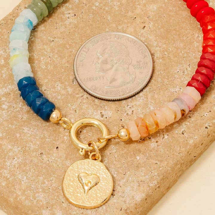 Anarchy Street - Wholesale Beaded Bracelet - Heart Coin Charm Mixed Beaded Bracelet