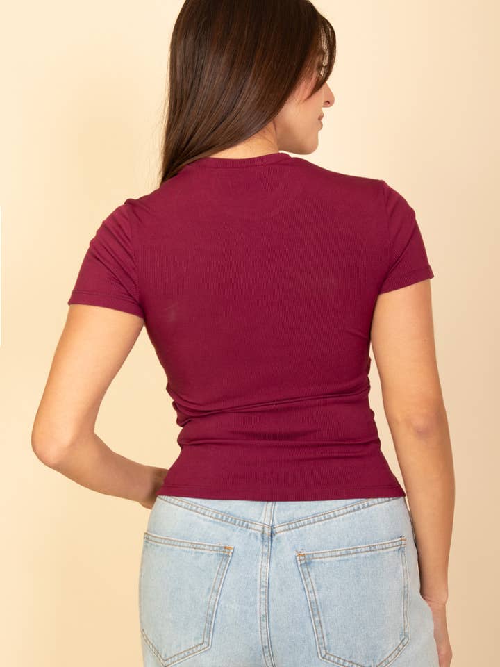 CAPELLA APPAREL - Wholesale Knit Top - Women's - Ribbed Round Neck Short Sleeve Top3