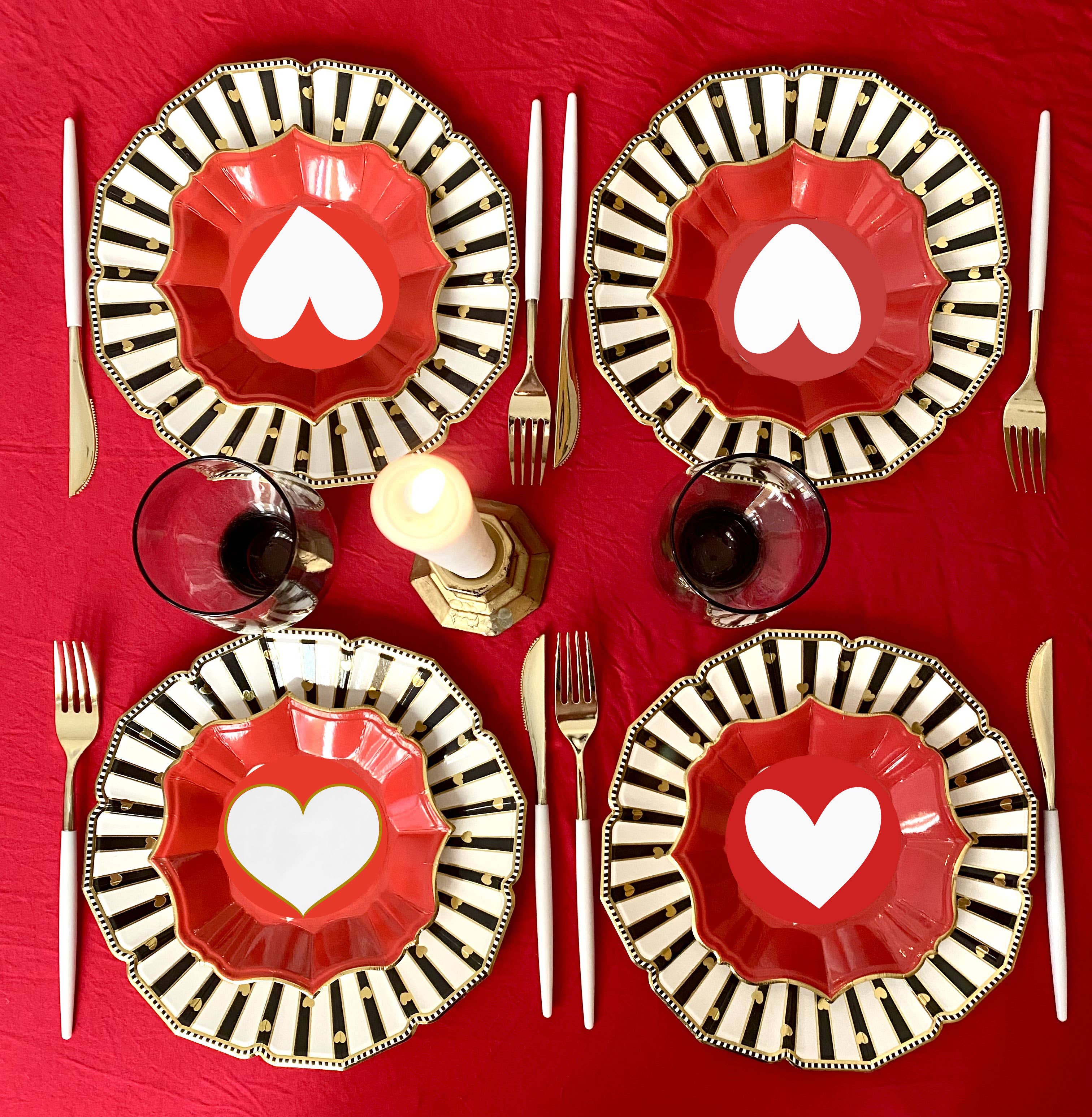 EID Creations - Wholesale Disposable Plate - 8 Love Dessert Plates Red2