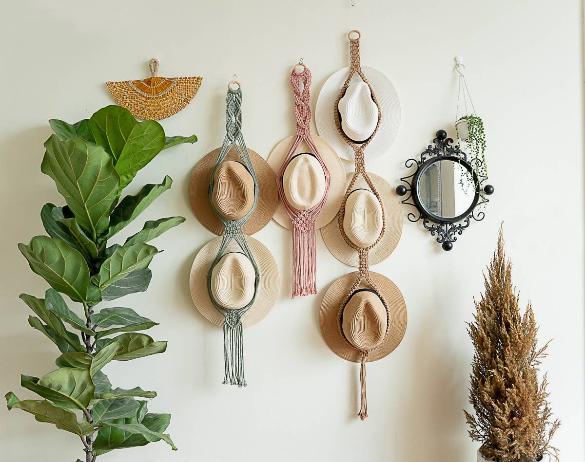 BeanDaikon - Wholesale Hat Rack - Boho Macrame Hat Hanger, Hat Organizer H0111