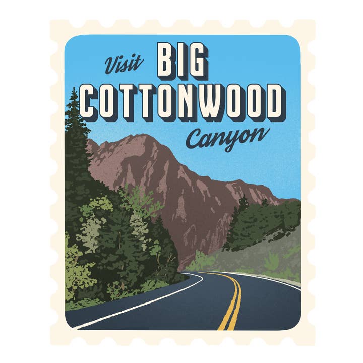 Big Cottonwood Canyon Utah Stamp Sticker - Summer for wholesale by Blue Bison Apparel